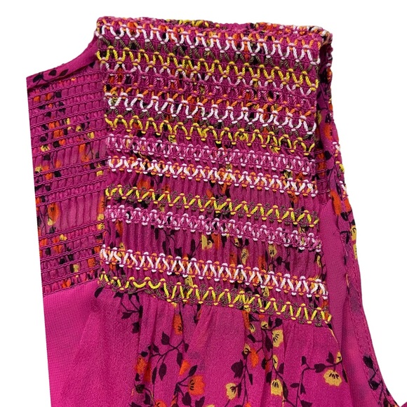 Diane Von Furstenberg DVF Silk Wrap Smocked Ditsy Floral Pink Midi Dress 6 - Picture 8 of 16